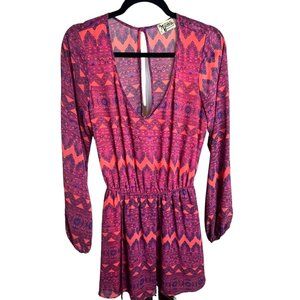 Show Me Your Mumu Dress Rajah Rainey M Pink Orange Print Mini Festival Bohemian